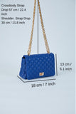 Quilted Plant Based Leather Crossbody & Shoulder Bag - Blue