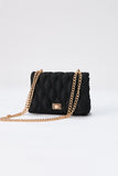 Quilted Satin Mini Crossbody & Shoulder Bag - Black