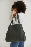 Pu Leather Weekend Bag  – 2 Pcs Set - Khaki