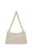 Embossed Pu Leather Chunky Chain Shoulder Bag - Cream