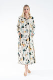Womens Viscose Abstract Floral Maxi Shirt Dress