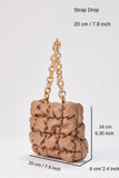 Puffy Quilted chunky Chain Handbag - Nude