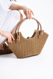 Woven Straw Tote Bag - Brown