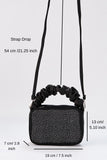 Diamente Evening Bag with Detachable Crossbody Strap - Black