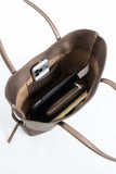 Grain Pu Leather Large Tote Bag with Matching Zipper Pouch  2PCS Set - Gold