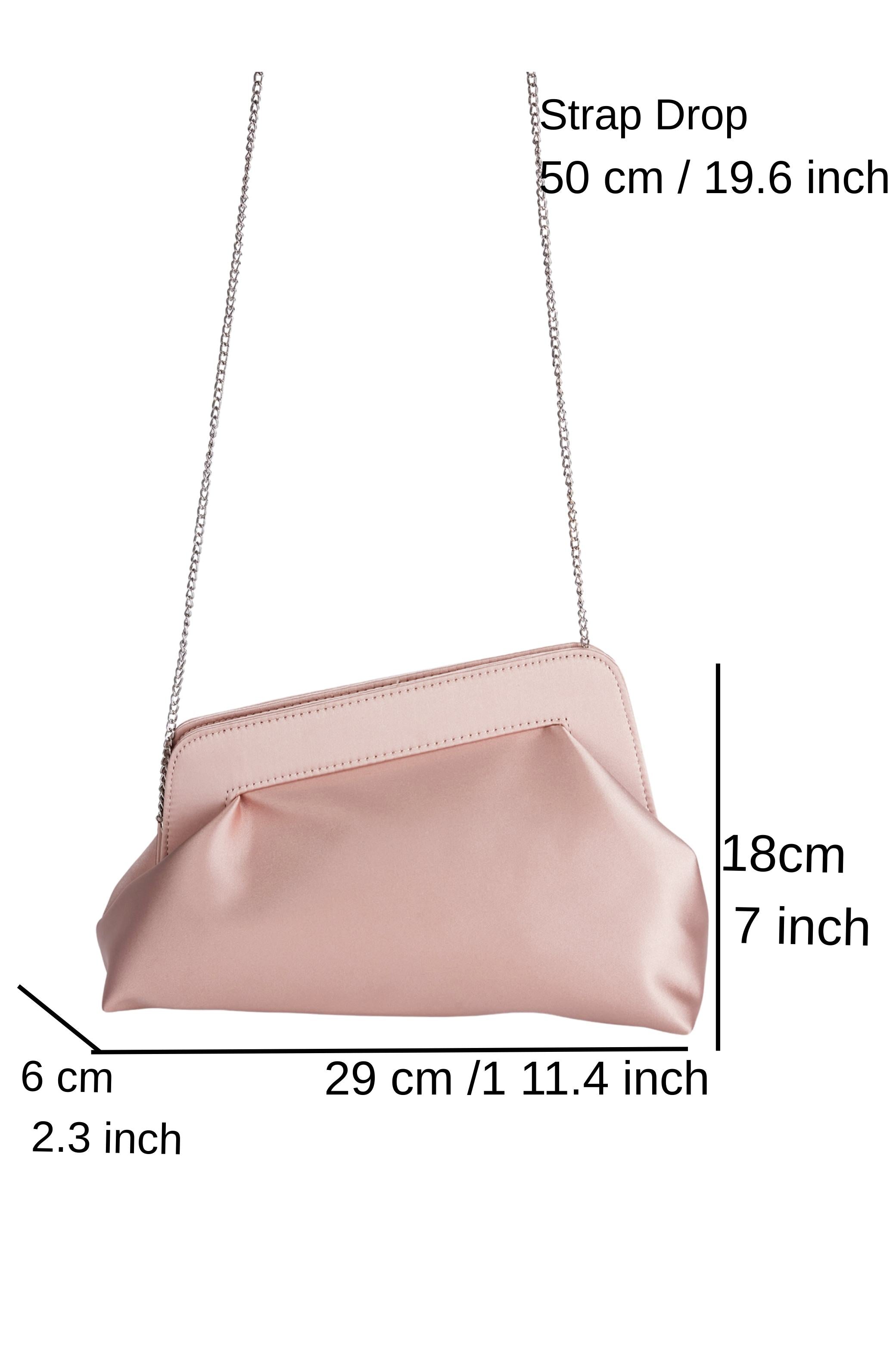 Asymmetrical Satin Clutch Bag with Chain Strap - Nude