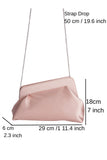 Asymmetrical Satin Clutch Bag with Chain Strap - Nude