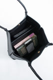 Large PU Leather Shopper Tote Bag with Matching Pouch - Black