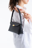 Pu Leather Flap Shoulder Bag - Black
