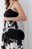 Chunky Braided Diamante Strap  Shoulder Bag - Black