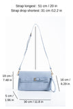 Crinkle Patent Flap Closure Wristlet & Clutc&Crossbody  3-in-1 Handbag - Blue