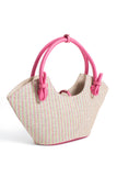 Woven Straw Tote Bag - Pink