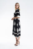 Womens Viscose  Printed Ornamental Floral Midi Dress