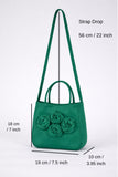 Floral Satin Handbag with Detachable Crossbody Strap - Green