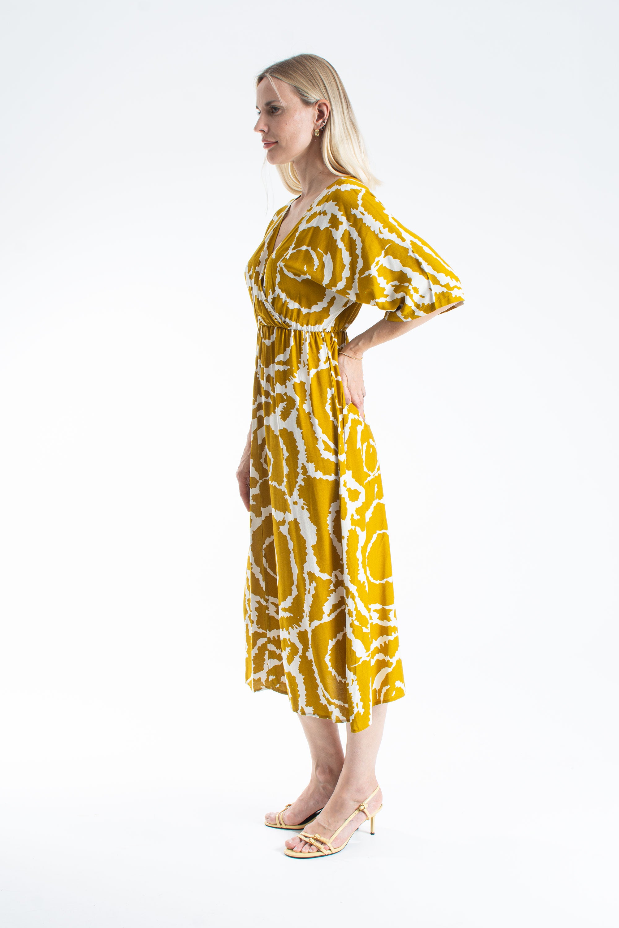 Womens Viscose Printed Ornamental Floral Midi Dress