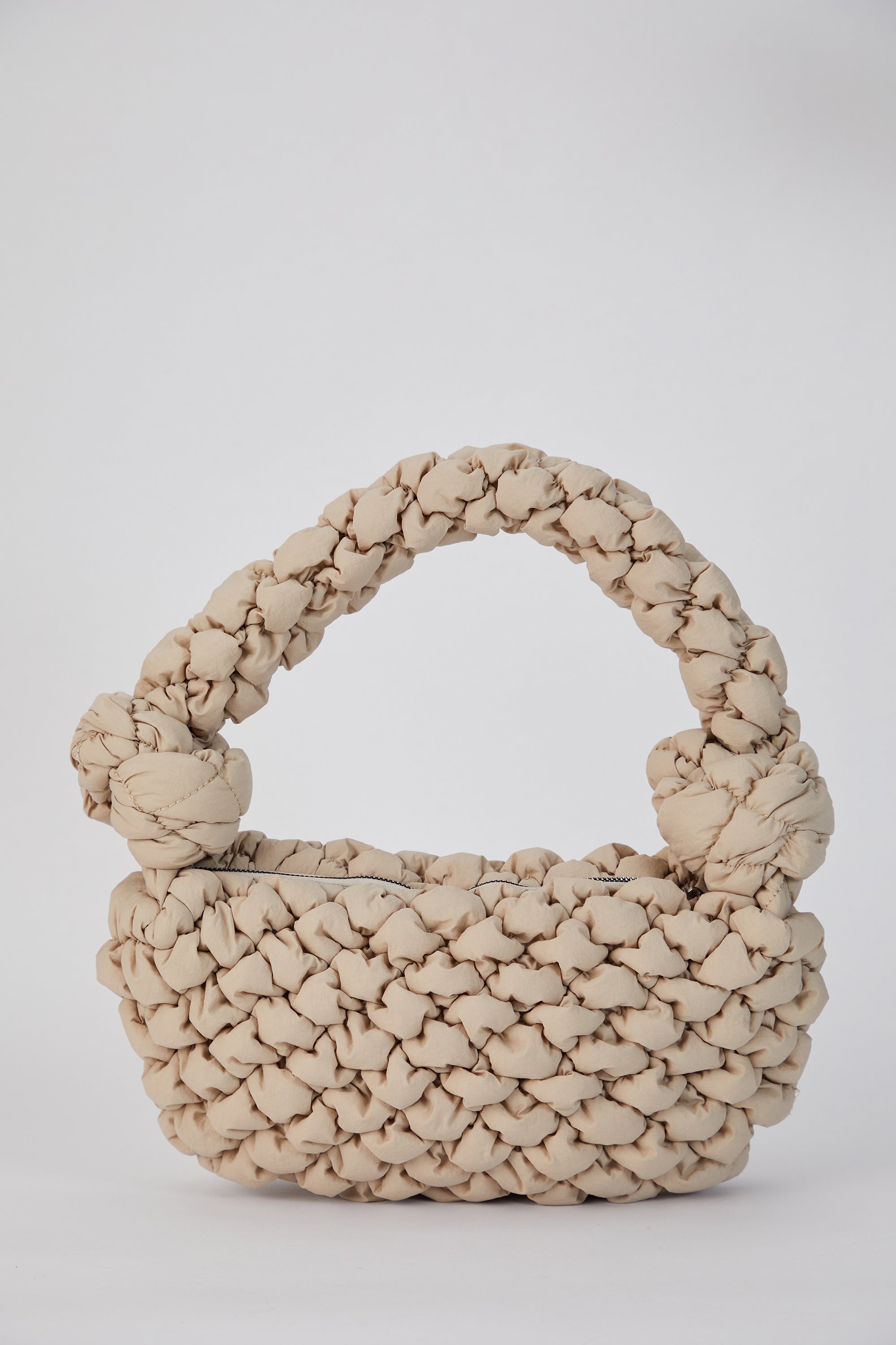 Puffy Quilted Lightweight Shoulder Bag - Beige