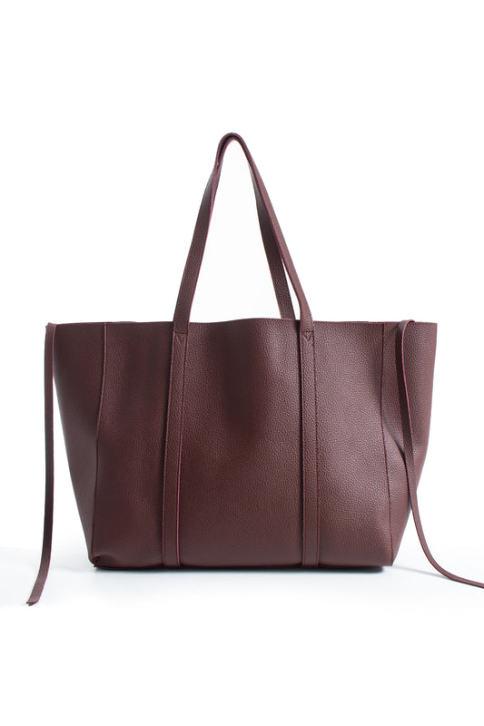 Pu Leather Weekend Bag - 2 Pcs Set - Burgundy