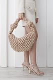 Puffy Quilted Lightweight Large Shoulder Bag - Beige