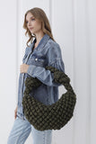 Puffy Quilted Lightweight Large Shoulder Bag - Green