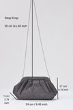 Shimmery Pouch Bag with Detachable Crossbody Strap - Silver