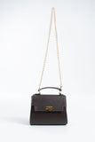 Pu Leather Top Handle Satchel Crossbody Bag - Brown