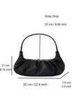 Pleated Pu Leather Shoulder Bag - Black