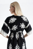 Womens Viscose  Printed Ornamental Floral Midi Dress