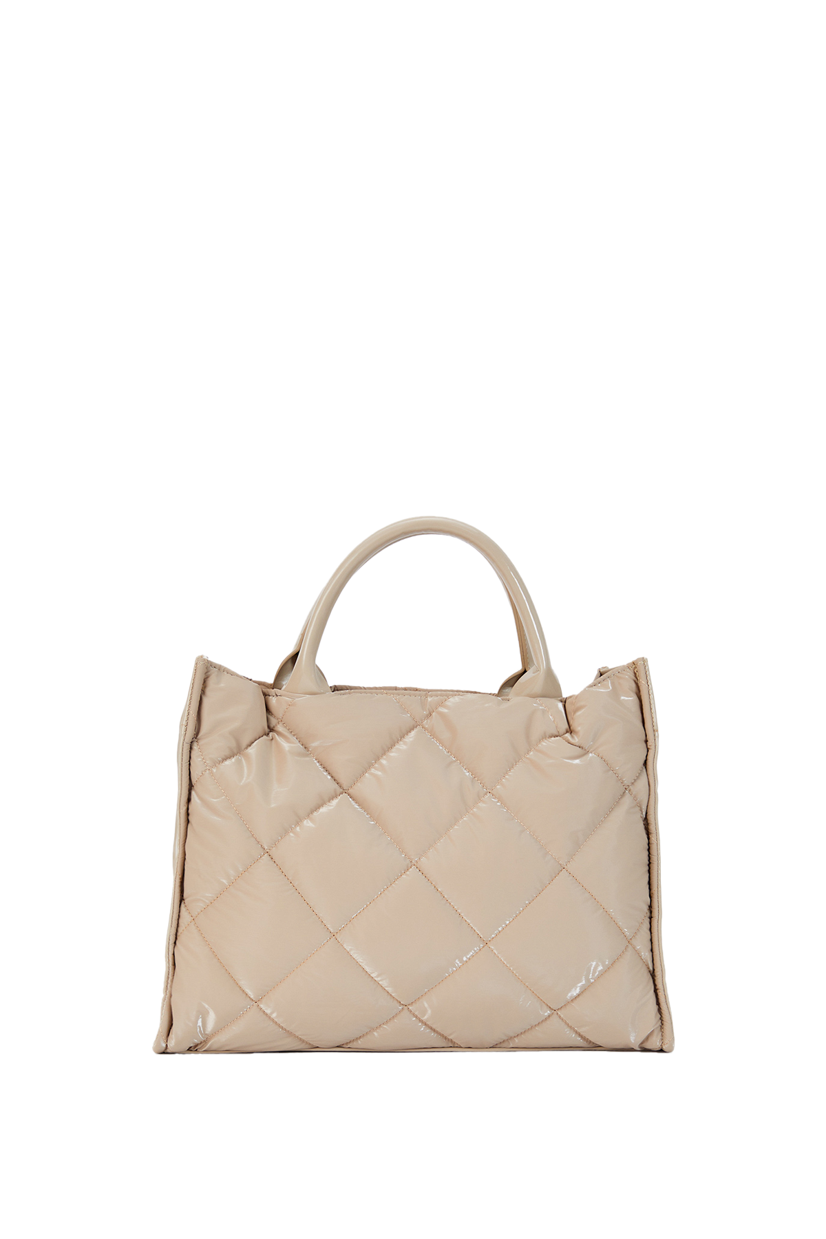 Quilted Nylon Tote Bag - Cream