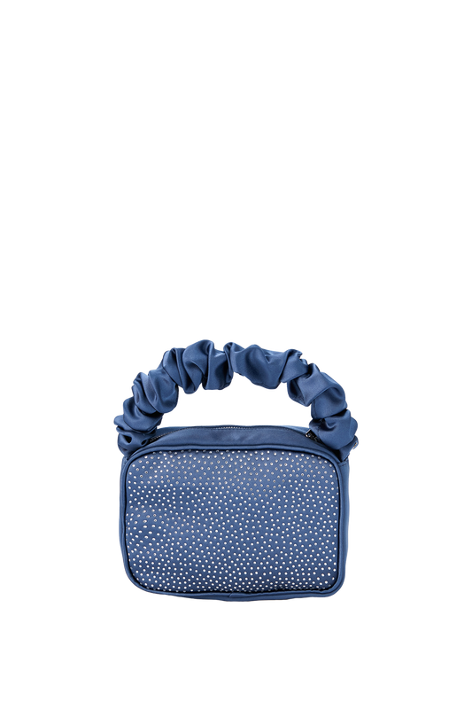 Satin All Over Diamante Camera Bag - Blue