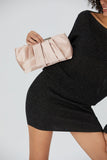 Pleated Satin Clutch Bag - Champagne