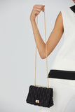 Sac bandoulière en satin matelassé recyclé - Noir