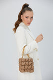 Quilted Vegan Leather Hand Bag - Nude