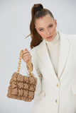 Quilted Vegan Leather Hand Bag - Nude