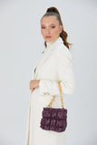 Quilted Vegan Leather Hand Bag - Plum