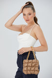 Quilted Vegan Leather Hand Bag - Nude