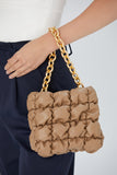 Quilted Vegan Leather Hand Bag - Nude