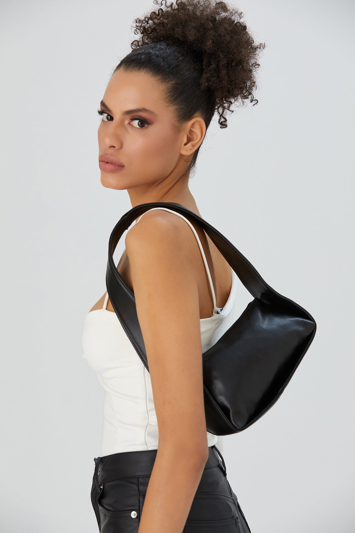 Asymmetric Baguette Bag - Black