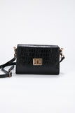 Sac bandoulière croco - Noir