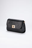Sac bandoulière croco - Noir