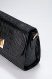 Sac bandoulière croco - Noir
