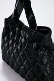 Quilted Shimmer Tote Bag - Black