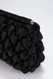 Quilted Satin Clutch Bag - Black