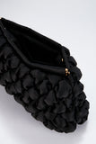 Quilted Satin Clutch Bag - Black