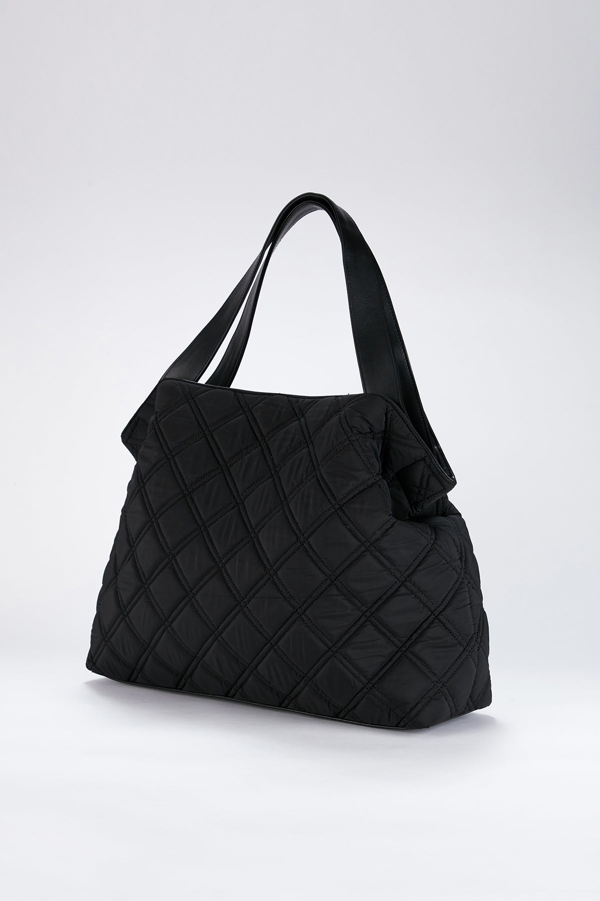 Quilted Nylon Weekend Bag - Black
