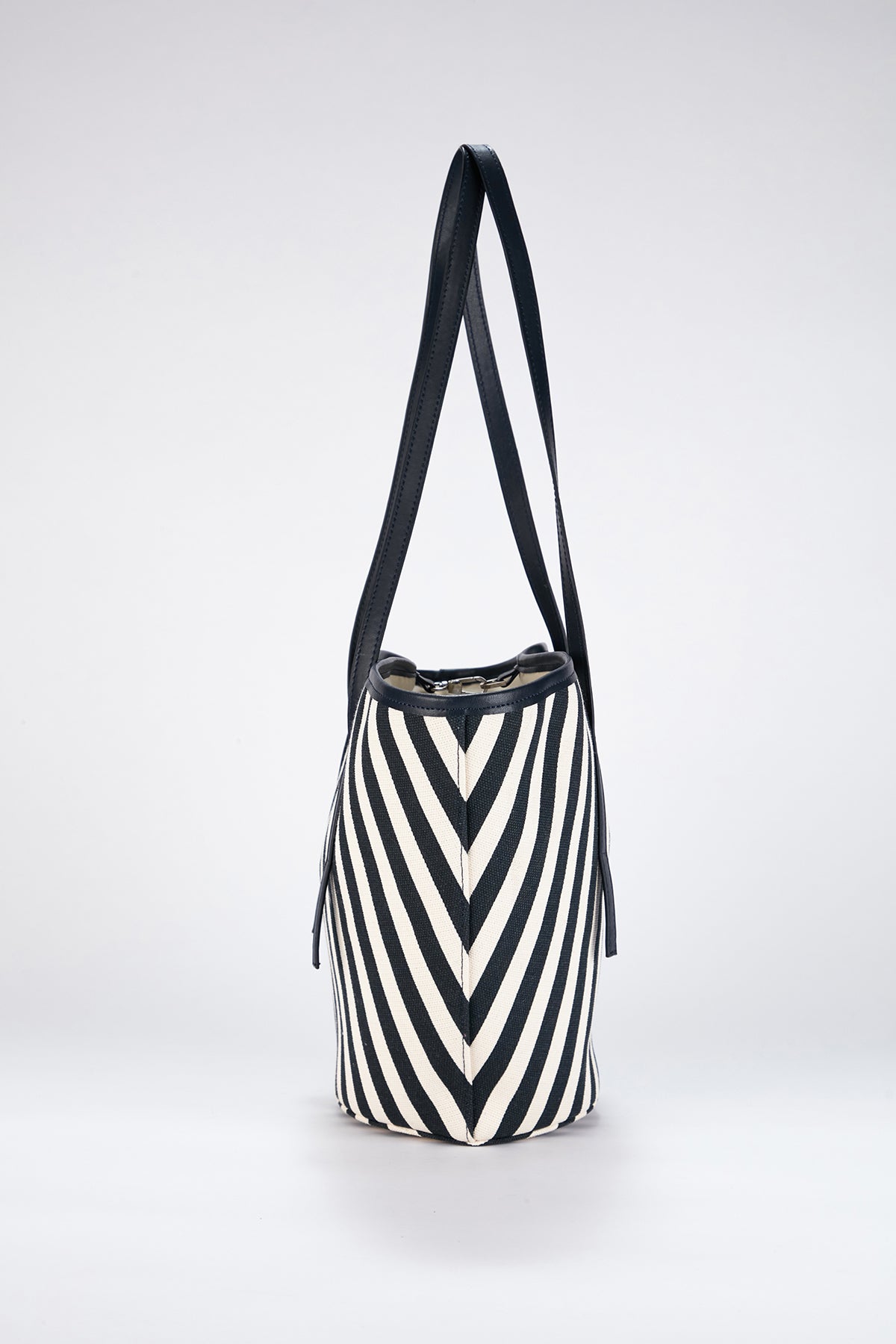 Striped Canvas Tote Bag - Black & White