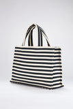Striped Canvas Tote Bag - Black & White