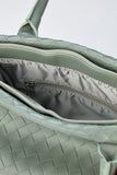 Braided Vegan Leather Tote Bag - Sage Green