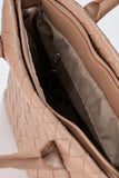 BRAIDED VEGAN LEATHER TOTE - BEIGE