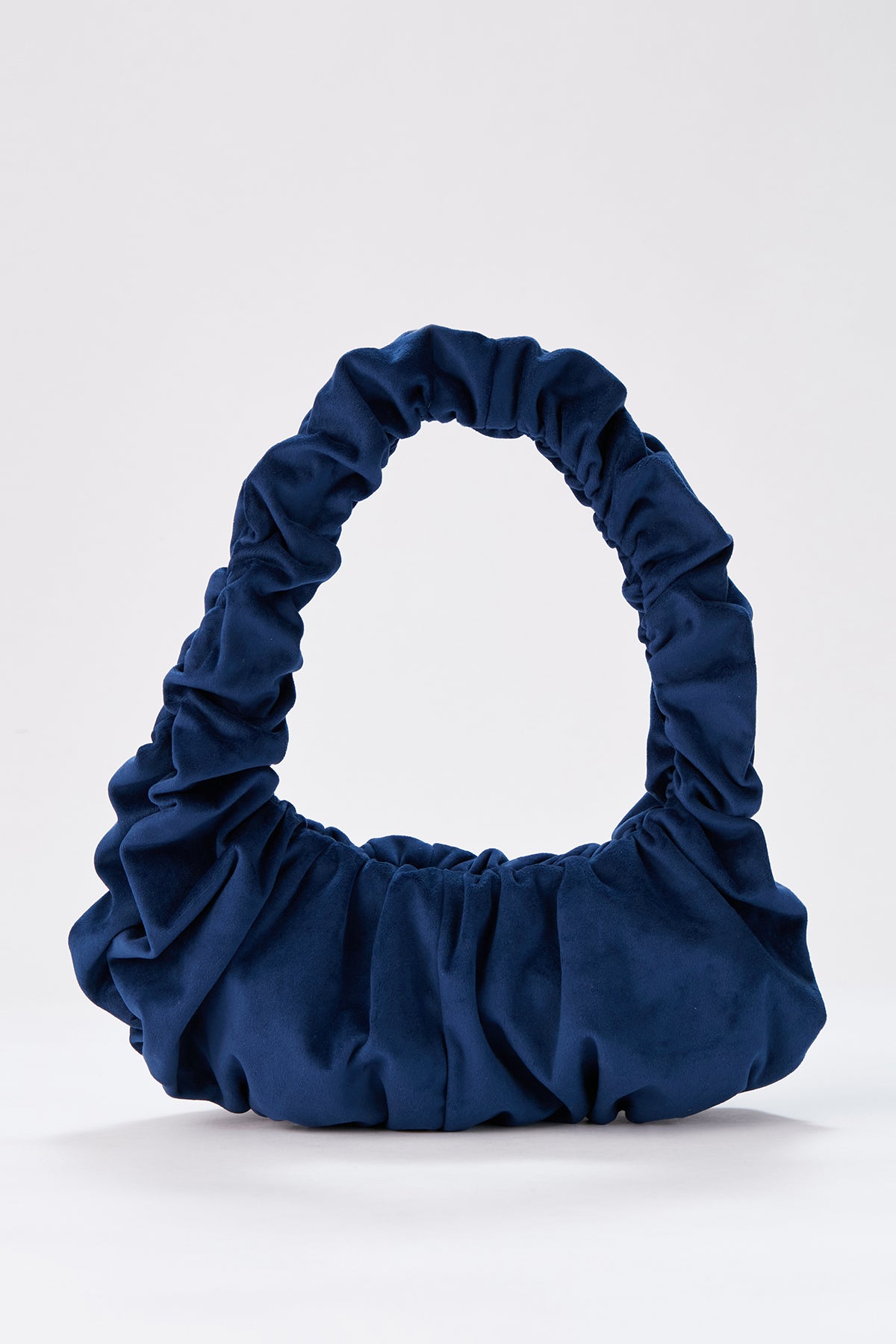 Croissant-Handtasche aus Samt – Marineblau