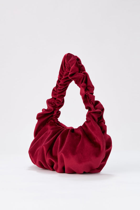 Velvet Croissant Hand Bag - Burgundy